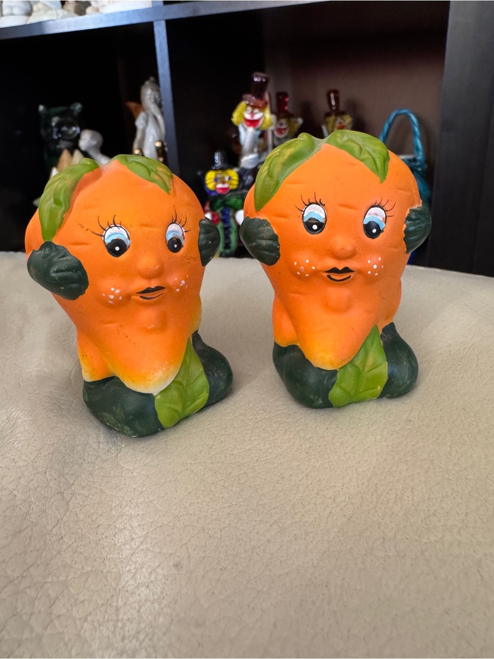 Orange carrot Figurine Salt and Pepper Shakers
